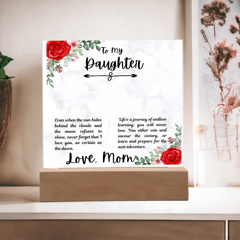 To Daughter From Mom Life's a Journey Printed Square Shaped Acrylic Plaque-Express Your Love Gifts