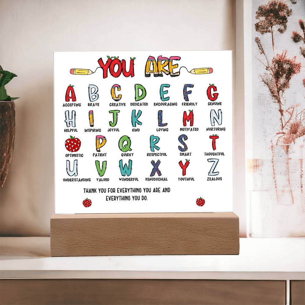 Teacher's ABC Printed Square Shaped Acrylic Plaque-Express Your Love Gifts