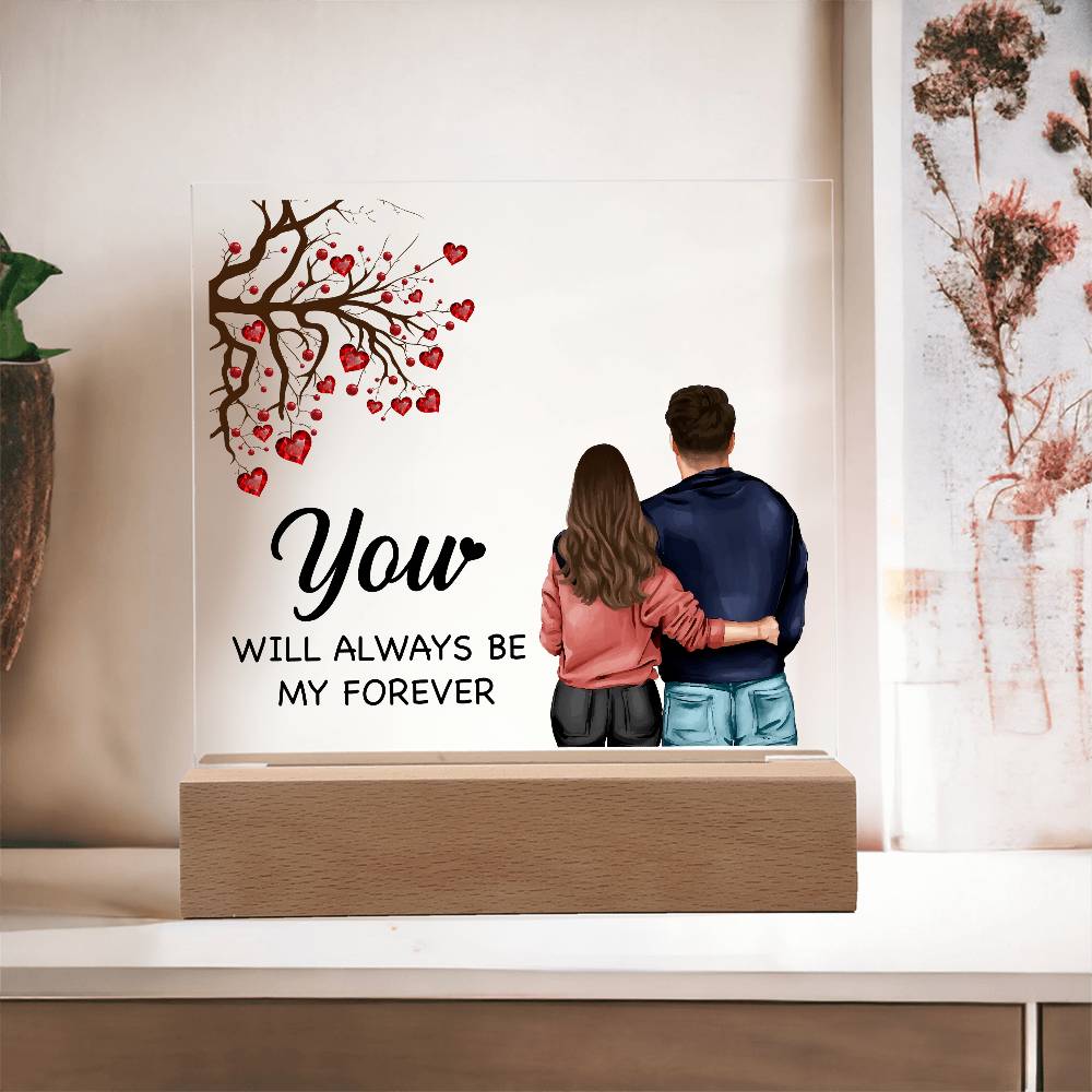 Love My Forever Printed Square Shaped Acrylic Plaque-Express Your Love Gifts
