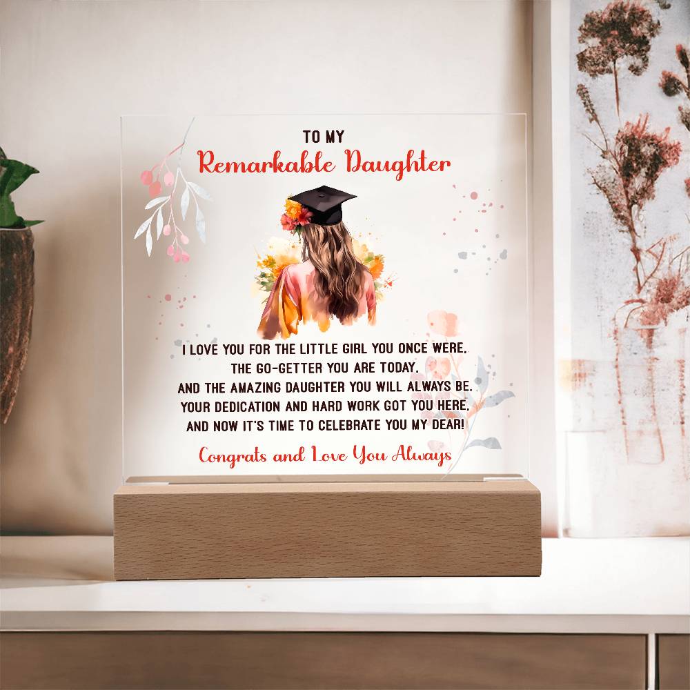 Remarkable Daughter Graduation Printed Square Shaped Acrylic Plaque-Express Your Love Gifts