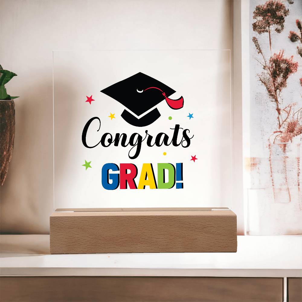 Congrats Grad! Printed Square Shaped Acrylic Plaque-Express Your Love Gifts