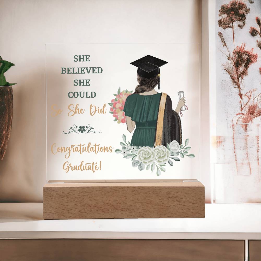 Graduation So She Did Printed Square Shaped Acrylic Plaque-Express Your Love Gifts
