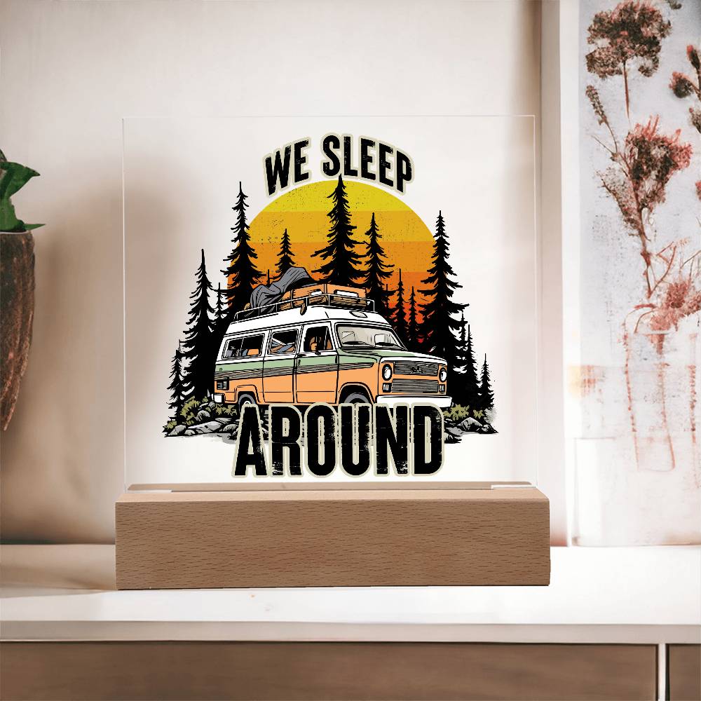 Camping Around Printed Square Shaped Acrylic Plaque-Express Your Love Gifts
