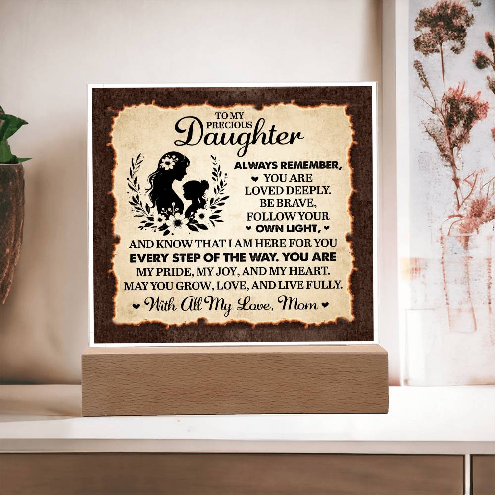 To My Daughter From Mom Always Remember Printed Square Shaped Acrylic Plaque-Express Your Love Gifts