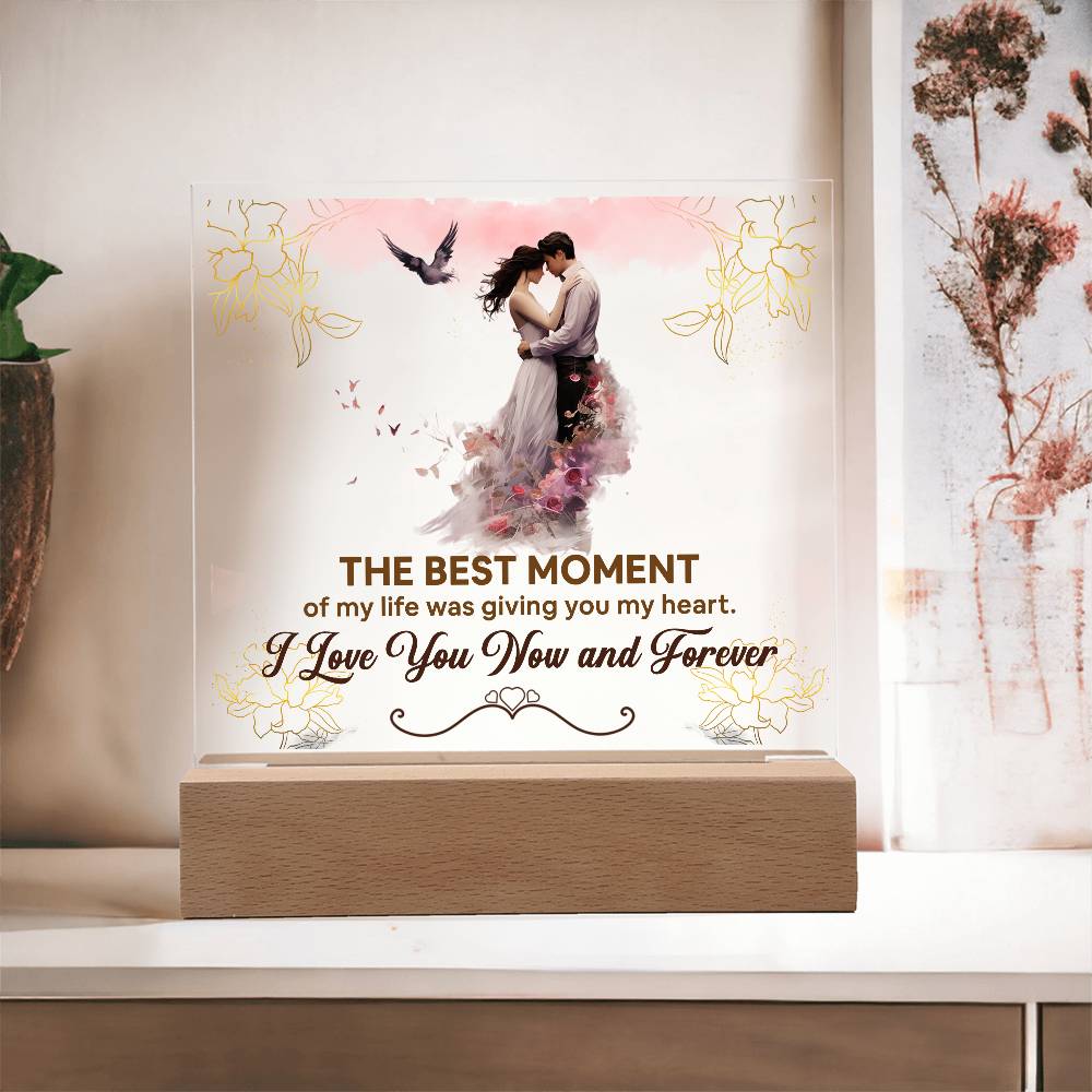 The Best Moment Printed Square Shaped Acrylic Plaque-Express Your Love Gifts
