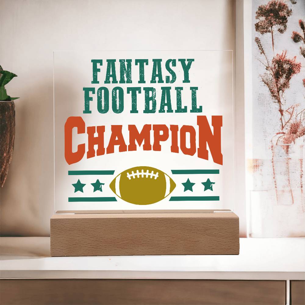 Fantasy Football Champion Printed Square Shaped Acrylic Plaque-Express Your Love Gifts