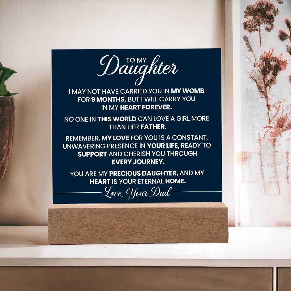 To Daughter From Dad In My Heart Forever Printed Square Shaped Acrylic Plaque-Express Your Love Gifts