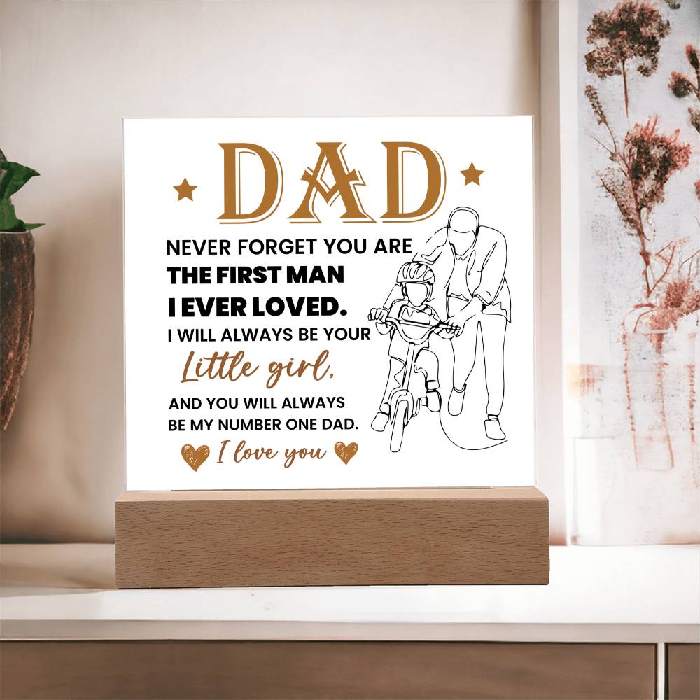 Dad Never Forget Printed Square Shaped Acrylic Plaque-Express Your Love Gifts