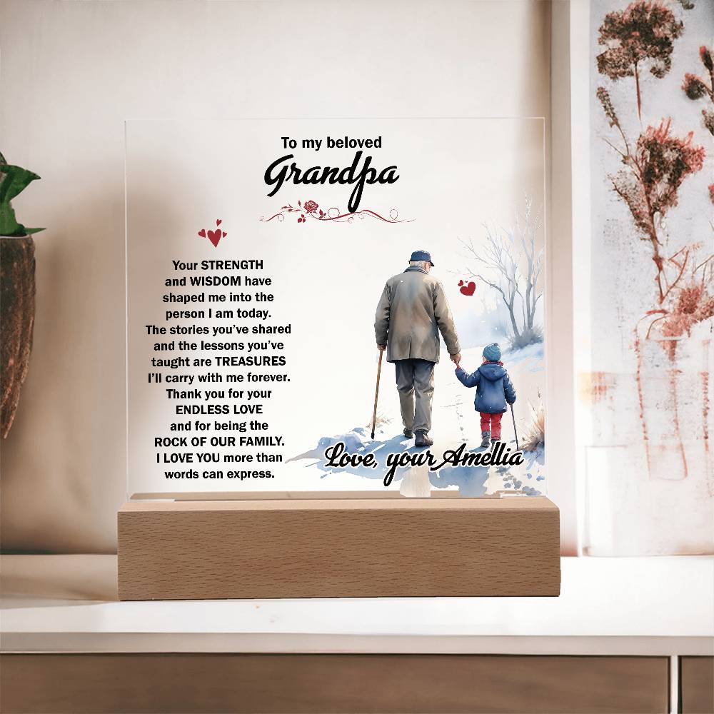 To My Beloved Grandpa Printed Square Shaped Acrylic Plaque-Express Your Love Gifts