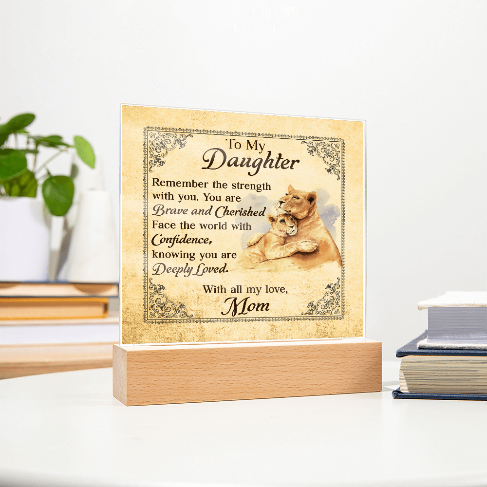 To My Daughter From Mom Deeply Loved Printed Square Shaped Acrylic Plaque-Express Your Love Gifts