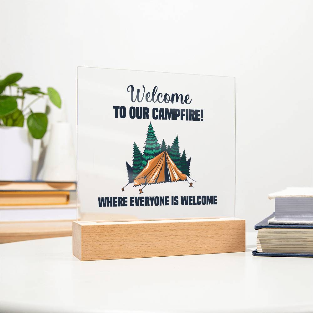 Everyone is Welcome Printed Square Shaped Acrylic Plaque-Express Your Love Gifts