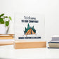 Everyone is Welcome Printed Square Shaped Acrylic Plaque-Express Your Love Gifts