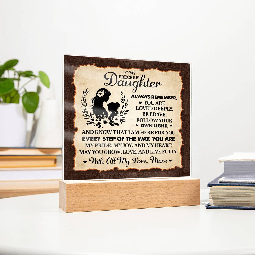 To My Daughter From Mom Always Remember Printed Square Shaped Acrylic Plaque-Express Your Love Gifts