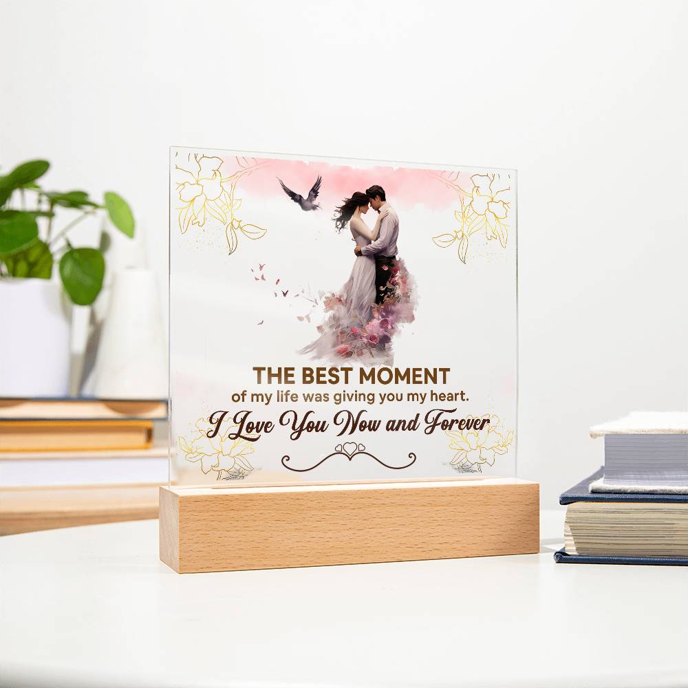 The Best Moment Printed Square Shaped Acrylic Plaque-Express Your Love Gifts