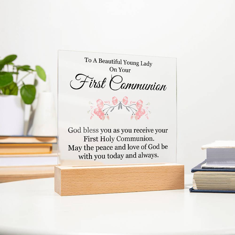 First Communion Printed Square Shaped Acrylic Plaque-Express Your Love Gifts