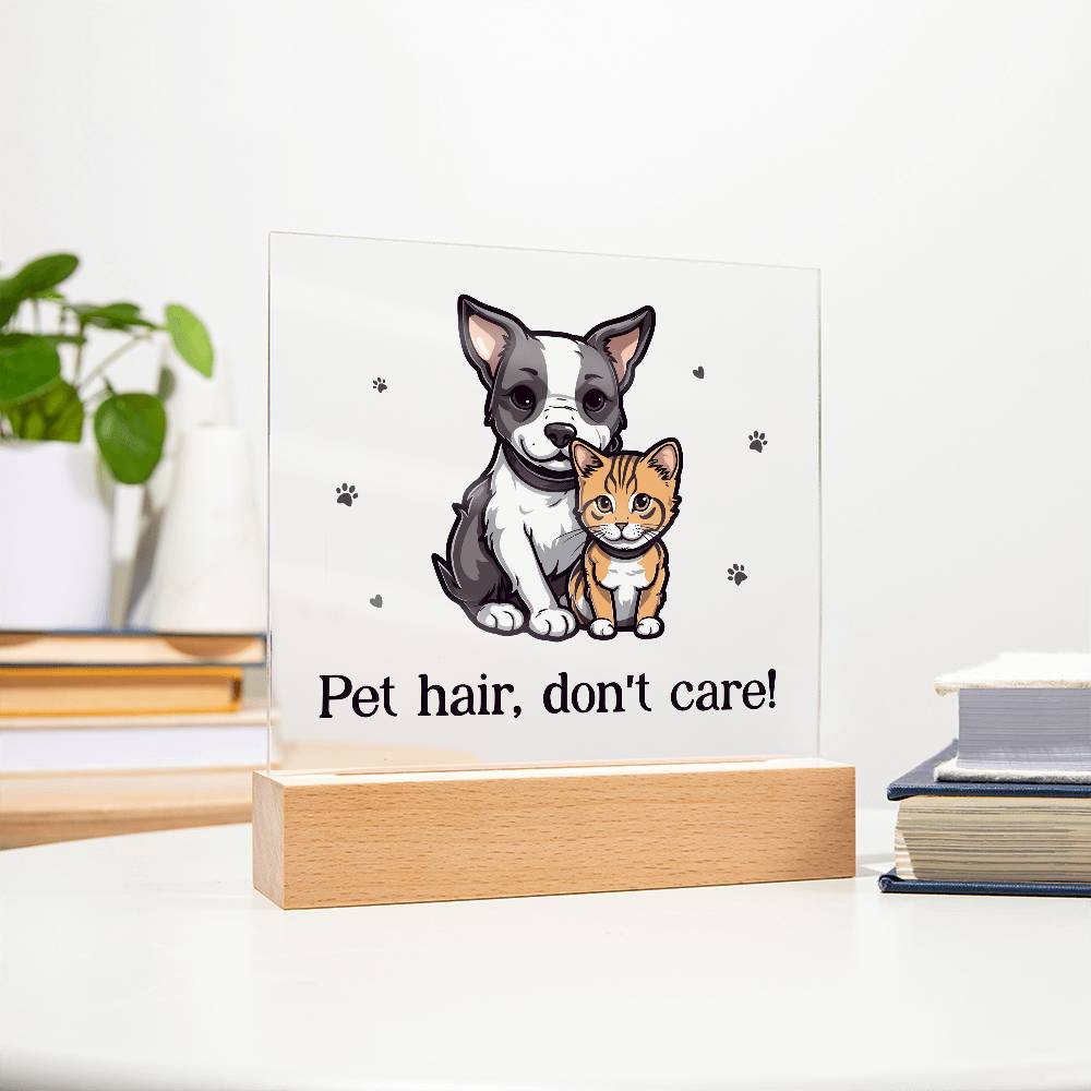 Pet Hair Don't Care! Printed Square Shaped Acrylic Plaque-Express Your Love Gifts