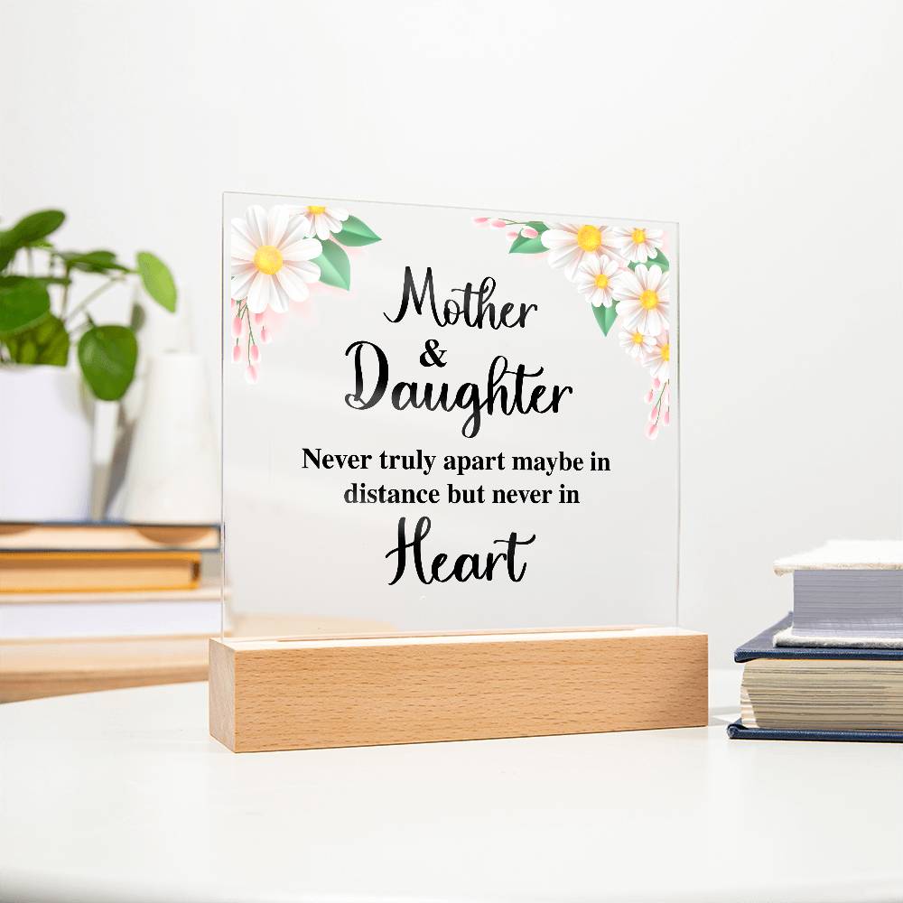 Mother and Daughter Never Truly Apart Printed Square Shaped Acrylic Plaque-Express Your Love Gifts