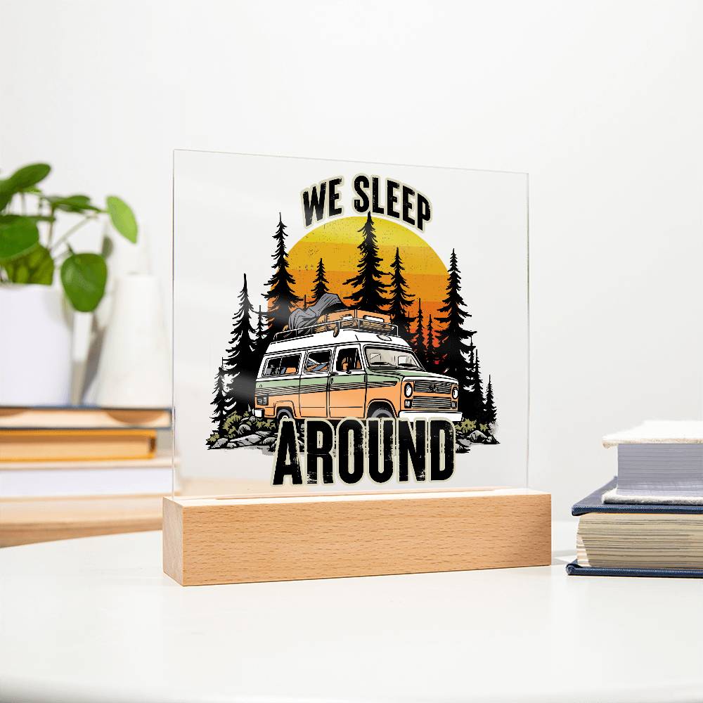 Camping Around Printed Square Shaped Acrylic Plaque-Express Your Love Gifts