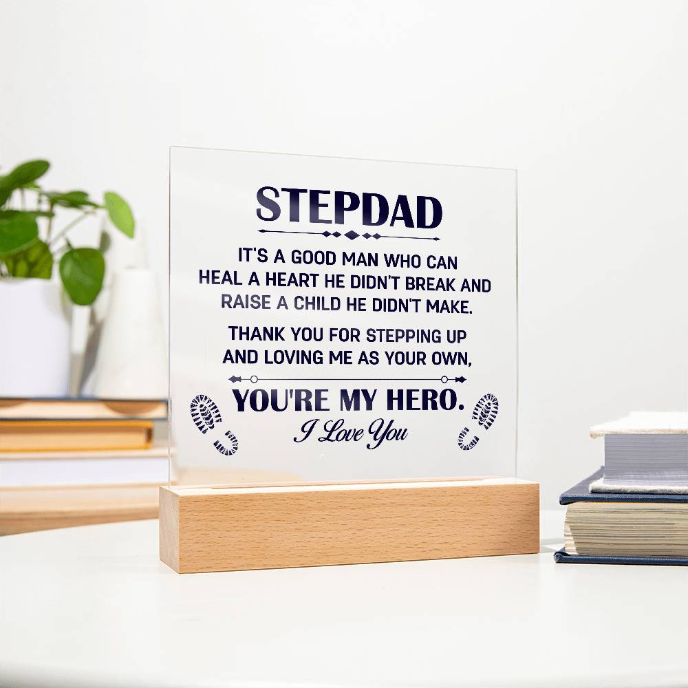 Stepdad A Good Man Printed Square Shaped Acrylic Plaque-Express Your Love Gifts