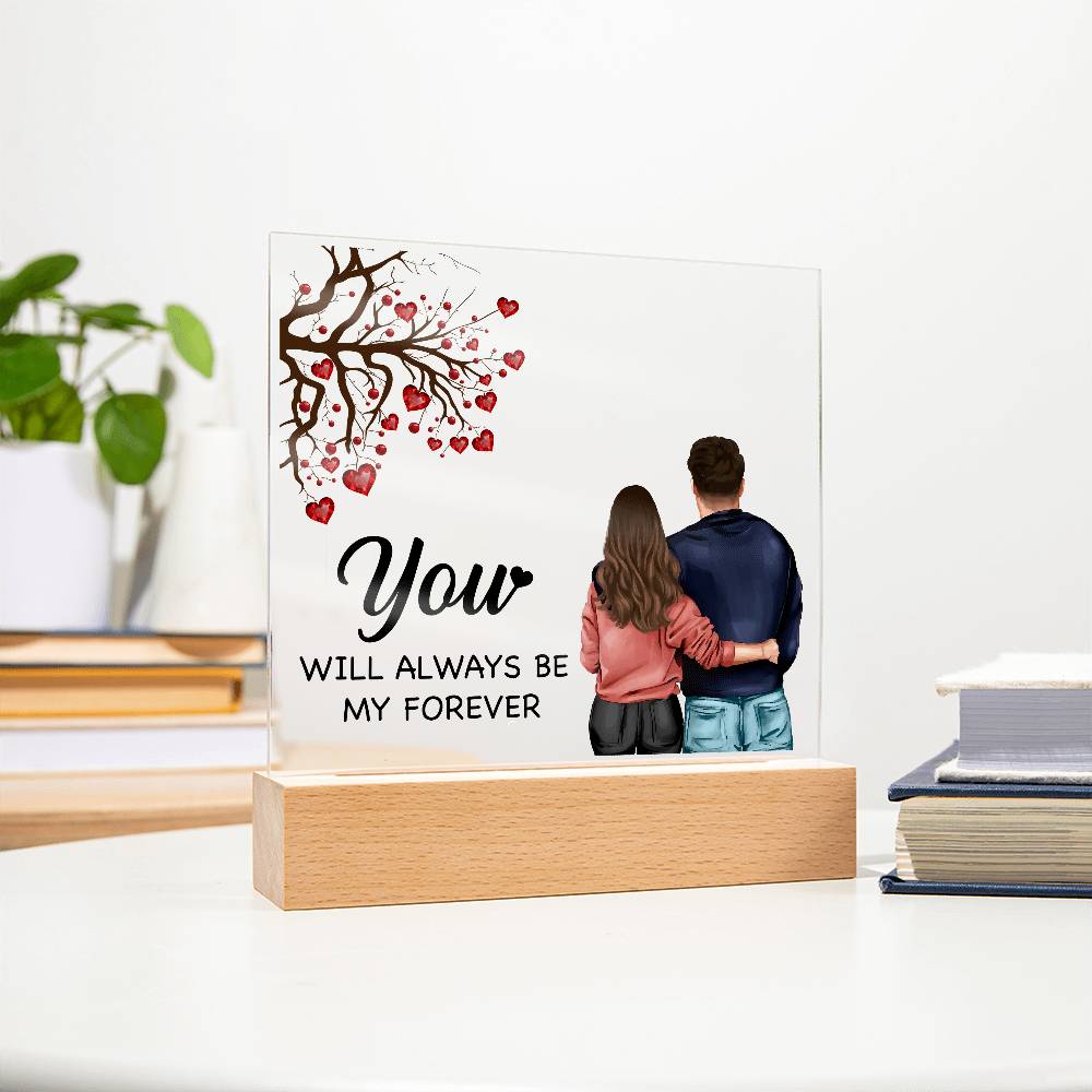 Love My Forever Printed Square Shaped Acrylic Plaque-Express Your Love Gifts