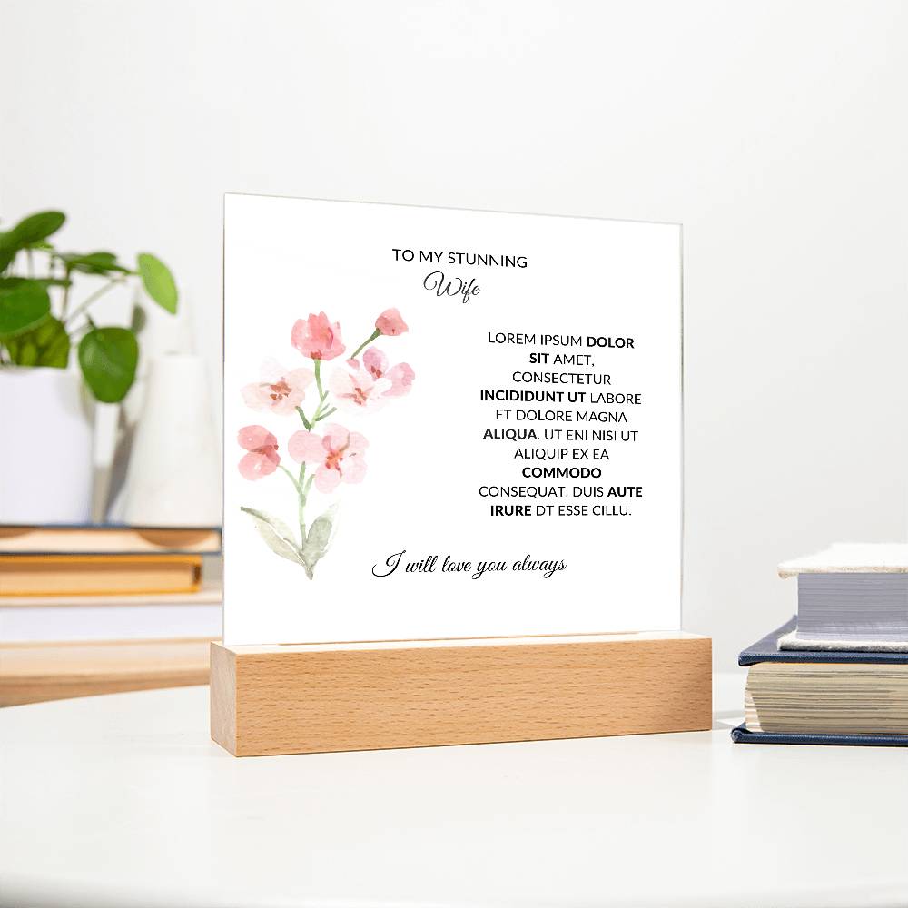To My Stunning Wife Lorem Ipsum Dolor Printed Square Shaped Acrylic Plaque-Express Your Love Gifts