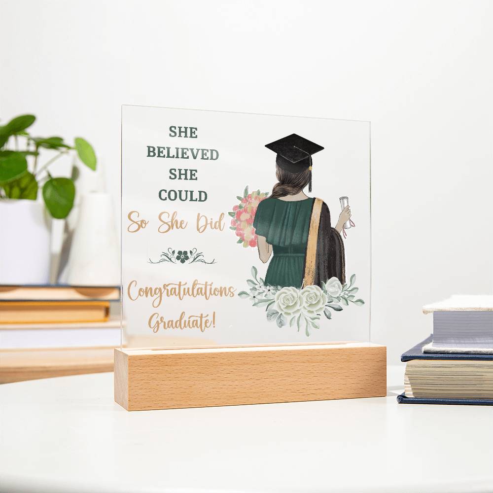 Graduation So She Did Printed Square Shaped Acrylic Plaque-Express Your Love Gifts