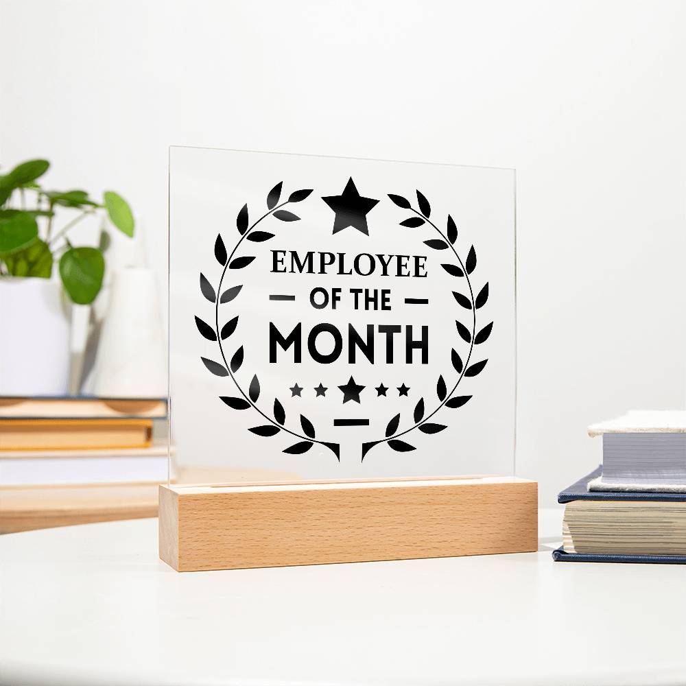 Employee Of The Month Printed Square Shaped Acrylic Plaque-Express Your Love Gifts