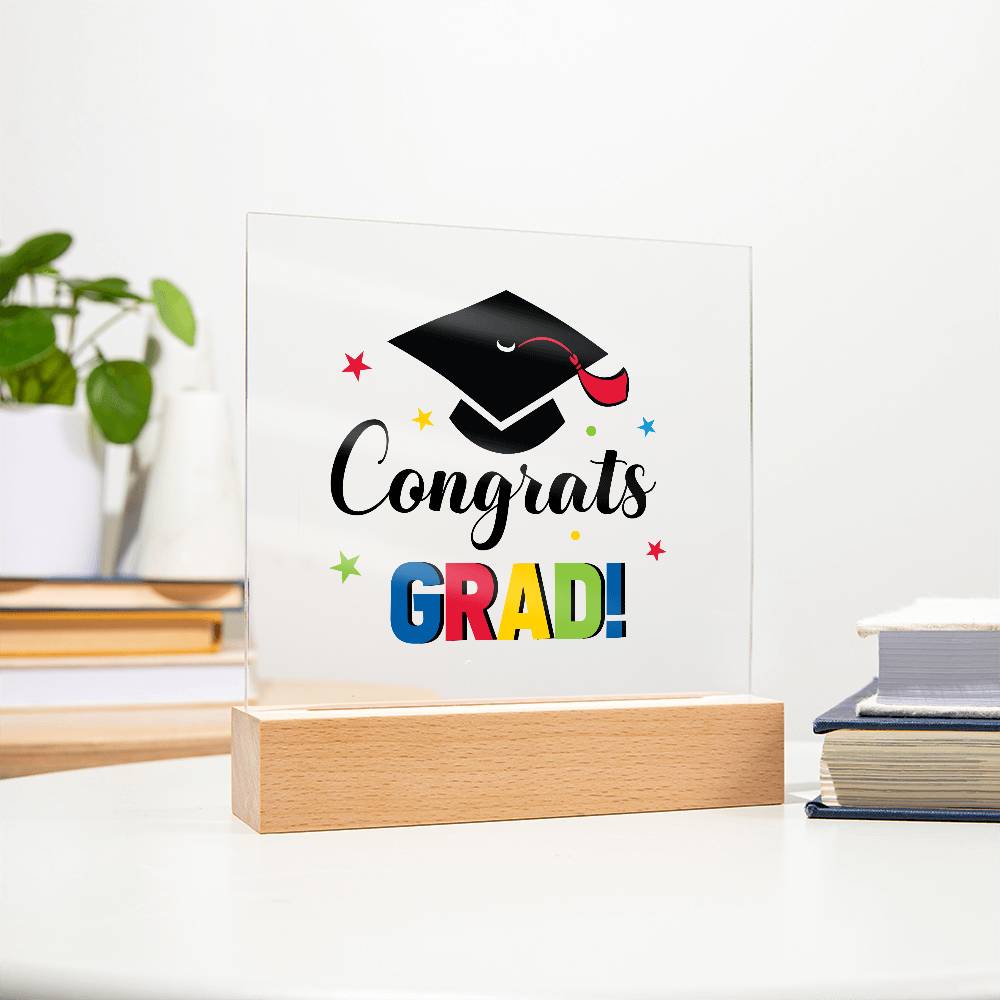 Congrats Grad! Printed Square Shaped Acrylic Plaque-Express Your Love Gifts