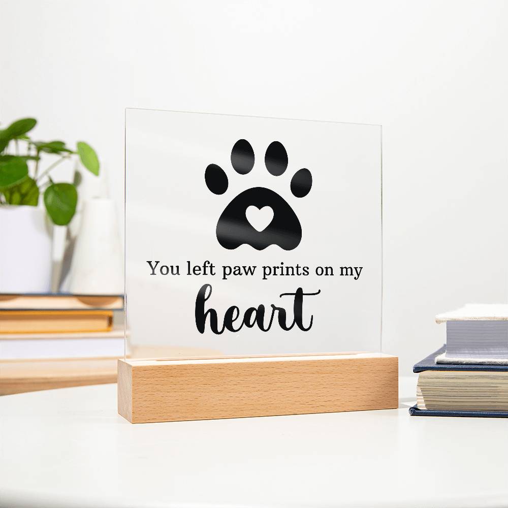 Paw Print Printed Square Shaped Acrylic Plaque-Express Your Love Gifts