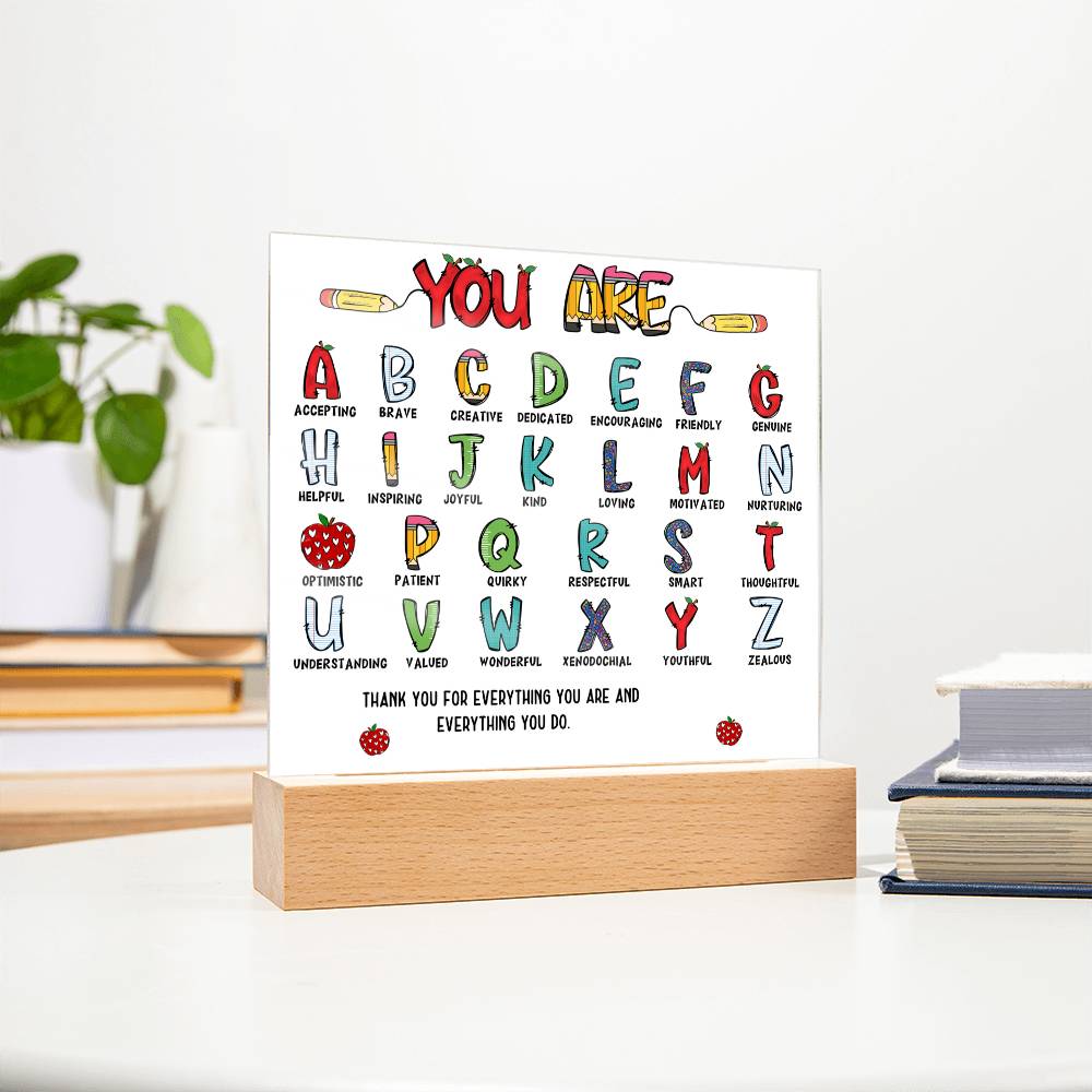 Teacher's ABC Printed Square Shaped Acrylic Plaque-Express Your Love Gifts