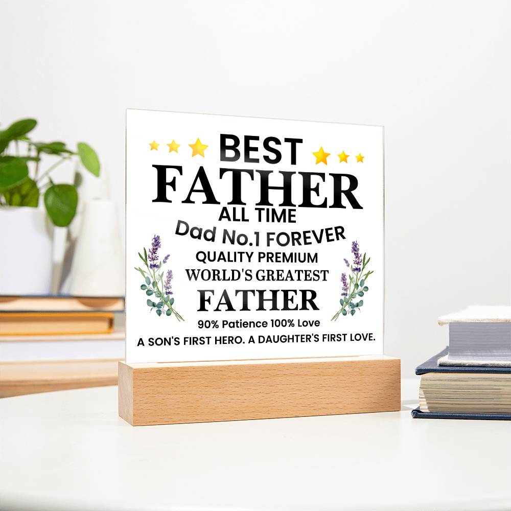 Best Father of All Time Printed Square Shaped Acrylic Plaque-Express Your Love Gifts