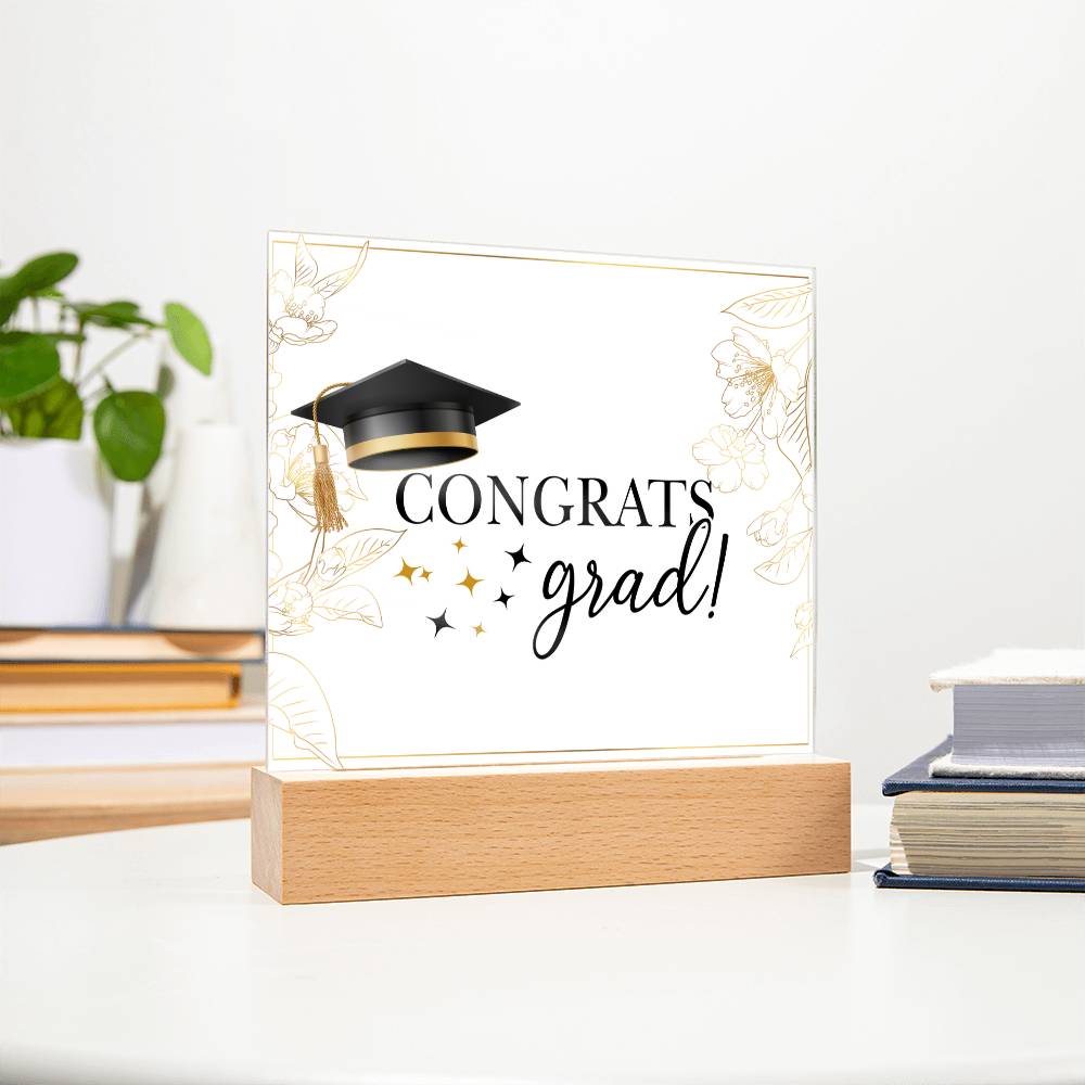 Congrats Grad Printed Square Shaped Acrylic Plaque-Express Your Love Gifts