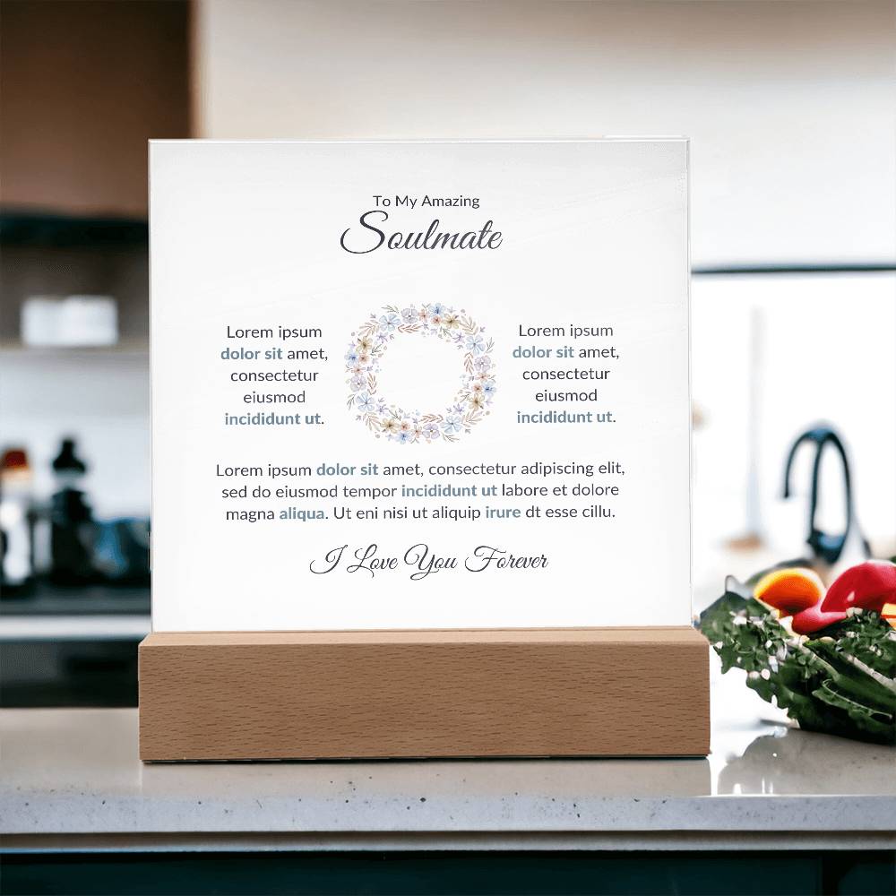 To My Soulmate Magna Aliqua Printed Square Shaped Acrylic Plaque-Express Your Love Gifts