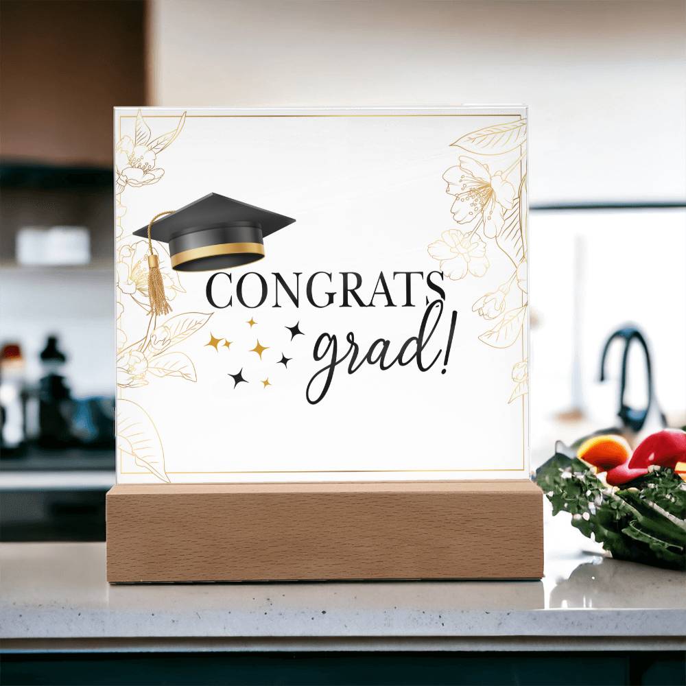 Congrats Grad Printed Square Shaped Acrylic Plaque-Express Your Love Gifts