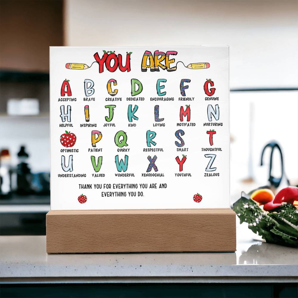 Teacher's ABC Printed Square Shaped Acrylic Plaque-Express Your Love Gifts