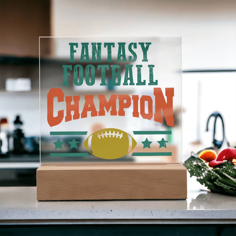 Fantasy Football Champion Printed Square Shaped Acrylic Plaque-Express Your Love Gifts