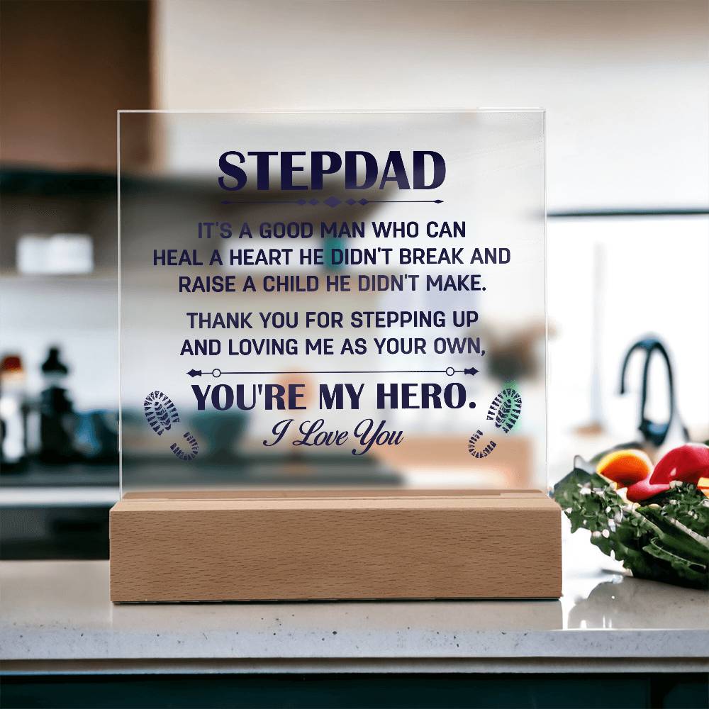 Stepdad A Good Man Printed Square Shaped Acrylic Plaque-Express Your Love Gifts