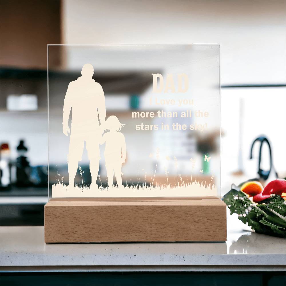 Dad I Love You More Printed Square Shaped Acrylic Plaque-Express Your Love Gifts