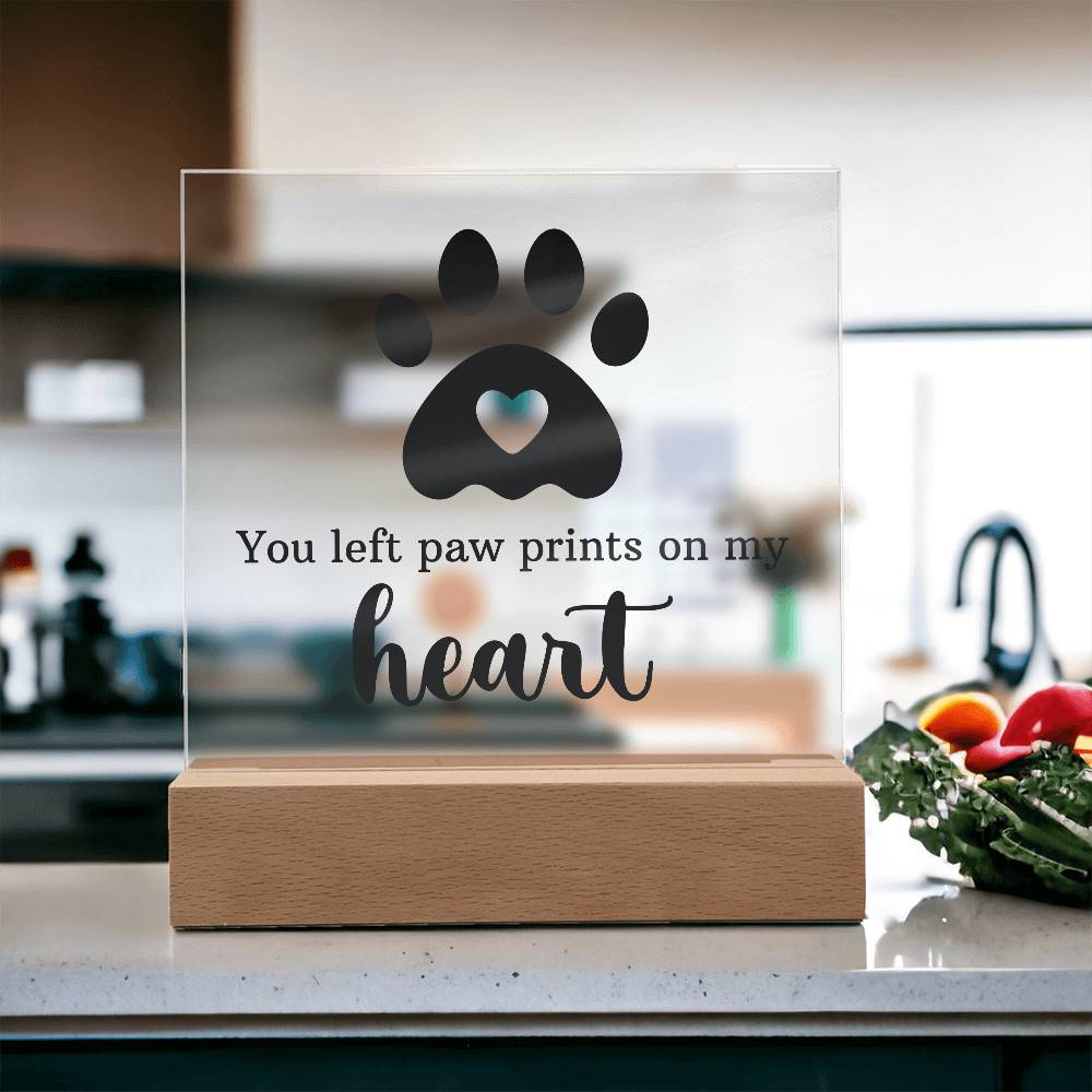 Paw Print Printed Square Shaped Acrylic Plaque-Express Your Love Gifts