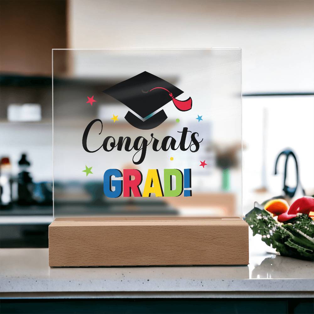 Congrats Grad! Printed Square Shaped Acrylic Plaque-Express Your Love Gifts