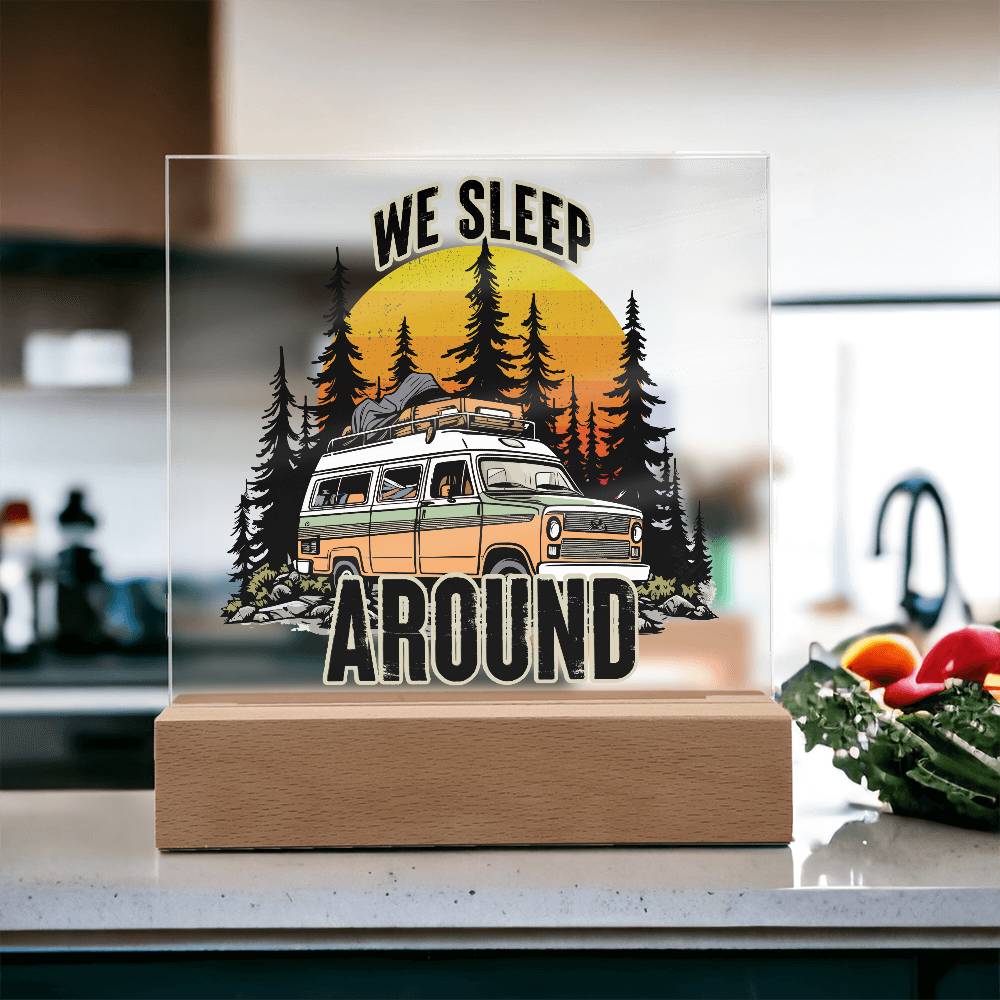 Camping Around Printed Square Shaped Acrylic Plaque-Express Your Love Gifts
