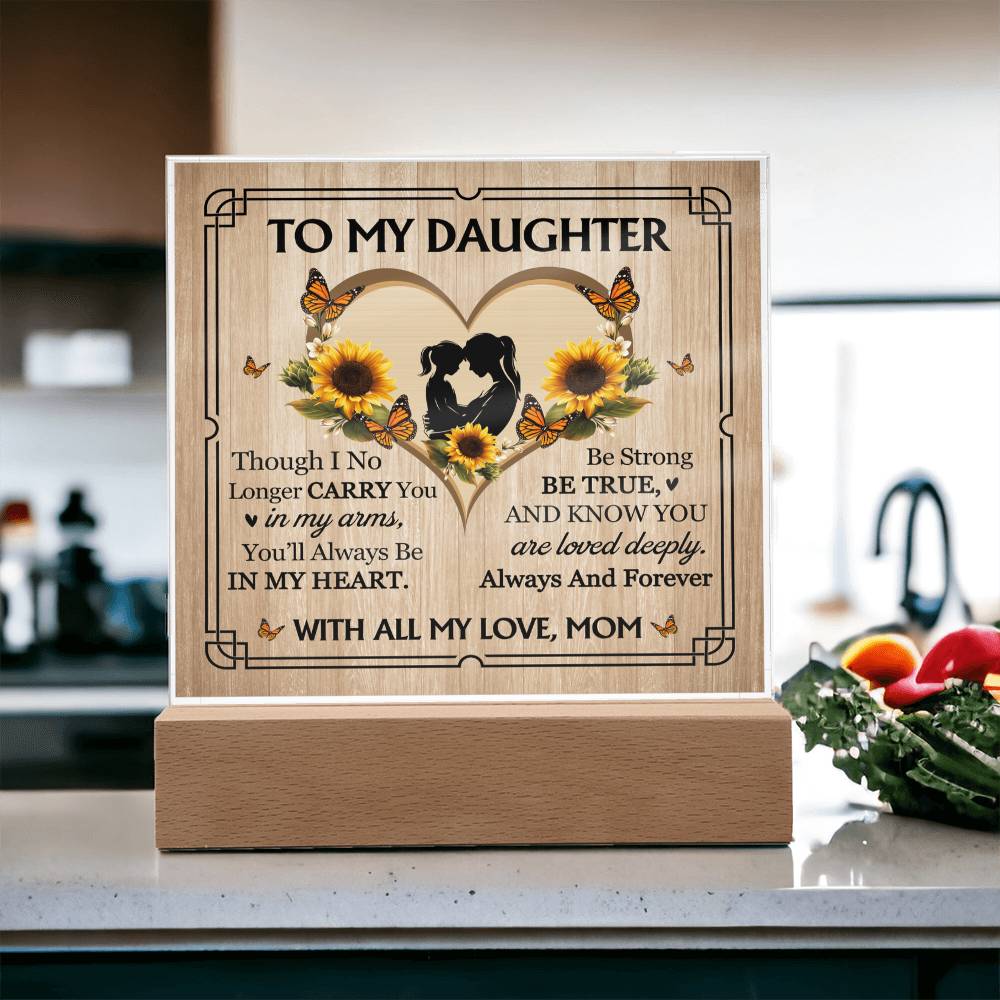 To My Daughter From Mom With All My Love Printed Square Shaped Acrylic Plaque-Express Your Love Gifts