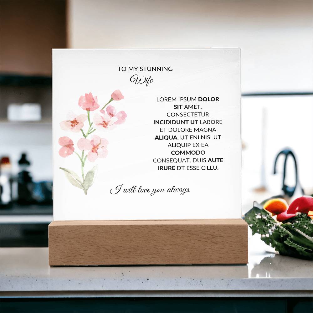 To My Stunning Wife Lorem Ipsum Dolor Printed Square Shaped Acrylic Plaque-Express Your Love Gifts