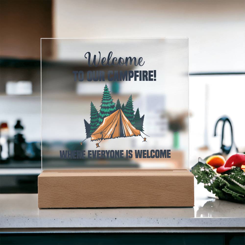 Everyone is Welcome Printed Square Shaped Acrylic Plaque-Express Your Love Gifts