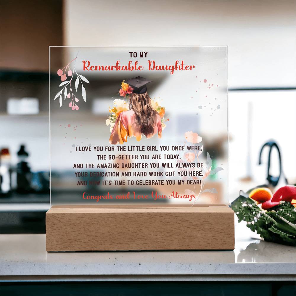 Remarkable Daughter Graduation Printed Square Shaped Acrylic Plaque-Express Your Love Gifts