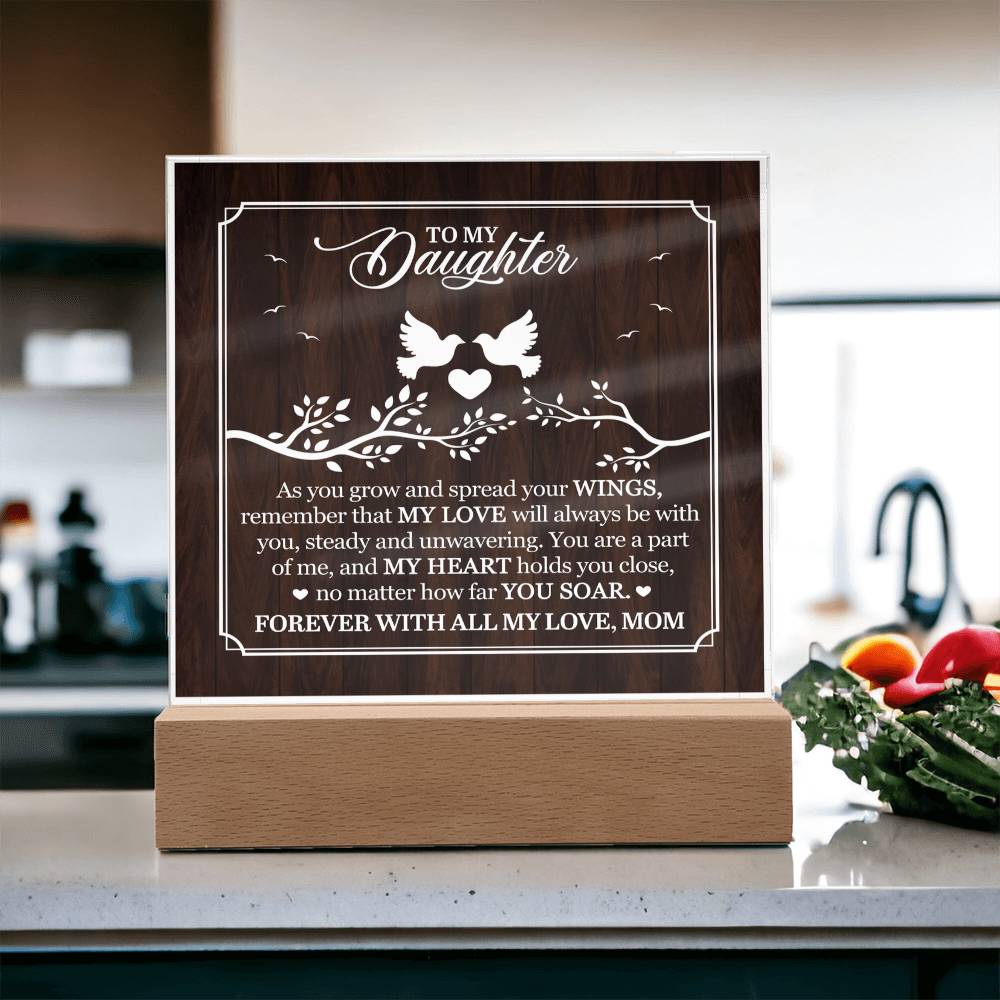 Personalized To My Daughter From Mom My Love Printed Square Shaped Acrylic Plaque-Express Your Love Gifts