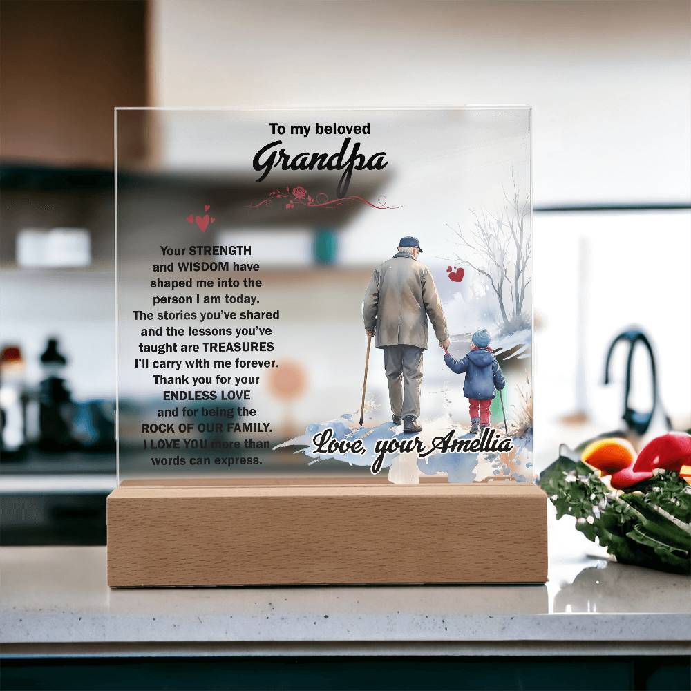 To My Beloved Grandpa Printed Square Shaped Acrylic Plaque-Express Your Love Gifts