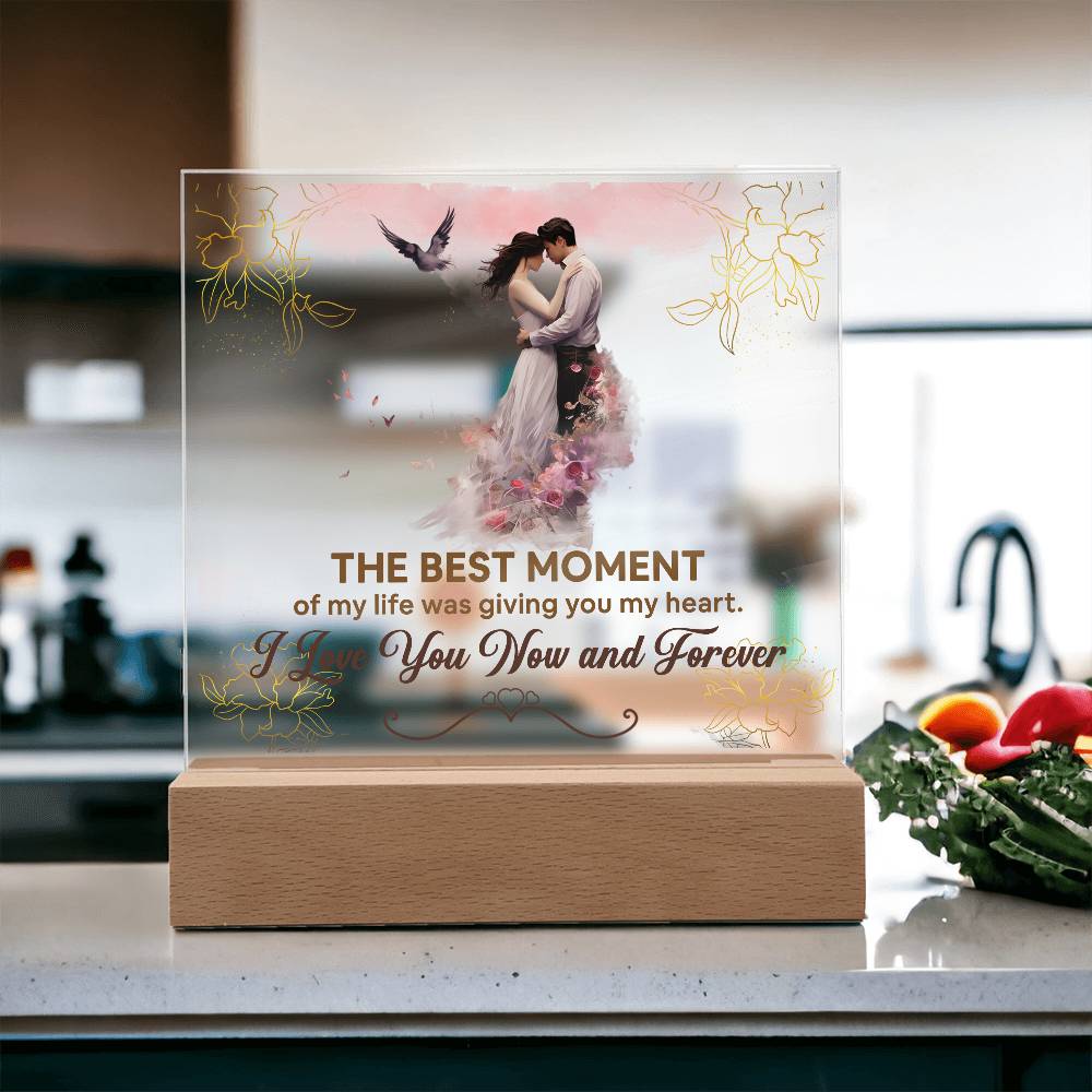The Best Moment Printed Square Shaped Acrylic Plaque-Express Your Love Gifts