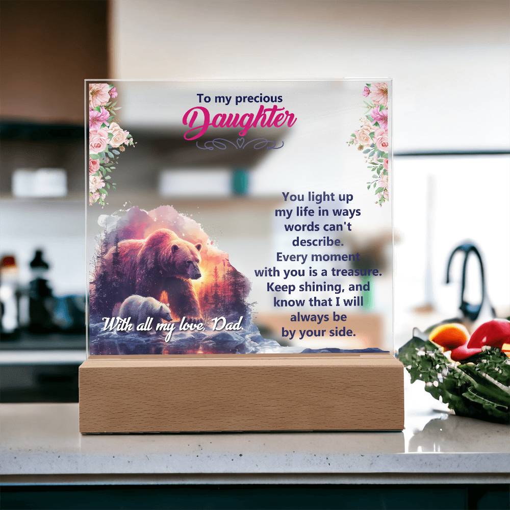 To My Precious Daughter Printed Square Shaped Acrylic Plaque-Express Your Love Gifts