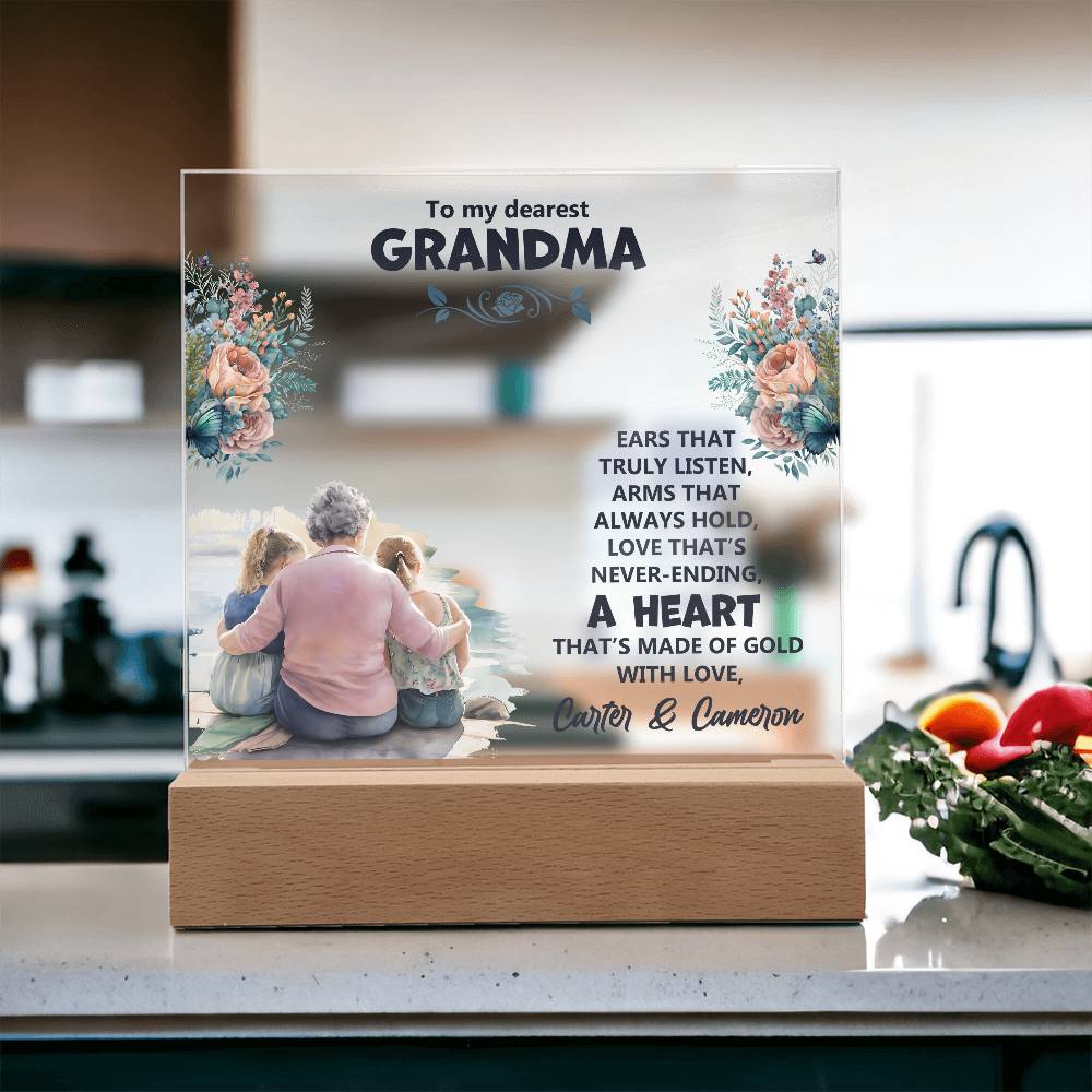 To My Dearest Grandma Printed Square Shaped Acrylic Plaque-Express Your Love Gifts